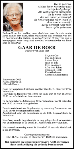 GAAR DE BOER - Nieuw Volendam