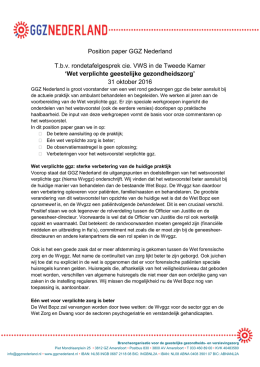 Position paper GGZ Nederland - Rondetafelgesprek Wet verplichte
