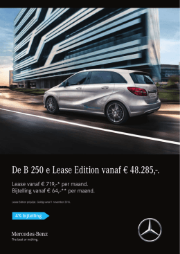De B 250 e Lease Edition vanaf € 48.285 - Mercedes-Benz