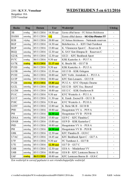 Wedstrijden volgend weekend
