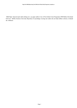 (Care Of Next Infant) Programme eseqa