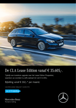 De CLA Lease Edition vanaf € 35.605,-. - Mercedes-Benz