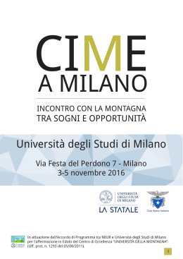 Programma - CIME A MILANO - Università degli Studi di Milano