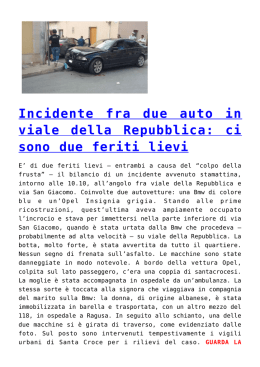 Incidente fra due auto in viale della Repubblica