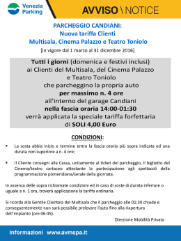 speciale tariffa clienti multisala, cinema Palazzo e Teatro