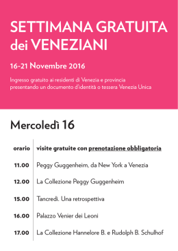 Settimana gratuita dei veneziani - Events