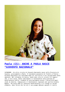 Paola (CS): ANCHE A PAOLA NASCE “GIOVENTÙ NAZIONALE”