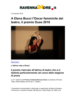 A Elena Bucci l™Oscar femminile del teatro, il