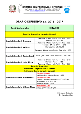 ORARIO SEDI 2016 - 2017 - Istituto Comprensivo di Oppeano