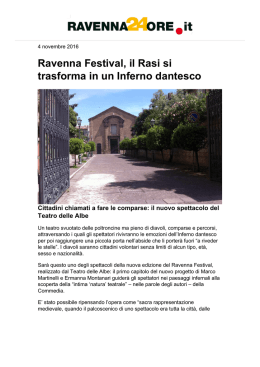 Ravenna Festival, il Rasi si trasforma in un Inferno
