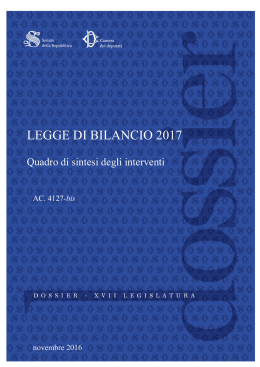 legge di bilancio 2017 - Senato della Repubblica