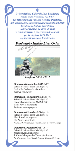 Brochure Liszt Stagione 2016-2017