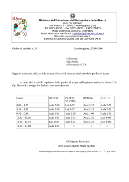 Variazione aula classe 2A op. el. (fino al 5/11/16)