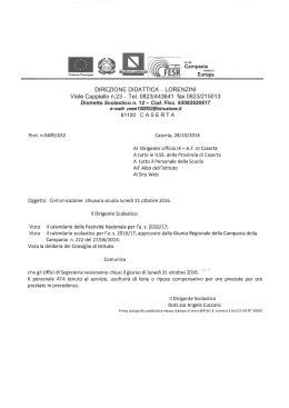Comunicazione chiusura scuola luned&igrave; 31 ottobre 2016