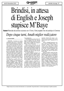 Brindisi, in attesa di English e Joseph stupisce M`Baye