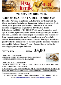 20 NOVEMBRE 2016 CREMONA FESTA DEL TORRONE 20/11/16