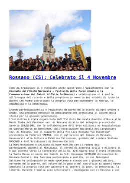 Rossano (CS): Celebrato il 4 Novembre