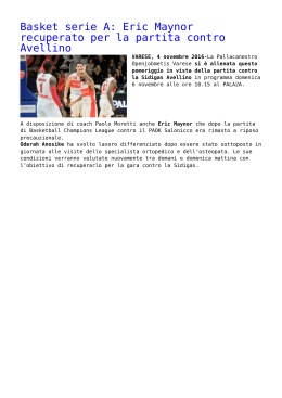 Basket serie A: Eric Maynor recuperato per la partita