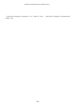 PDF ebook Using Stata For Principles Of Econometrics, Third