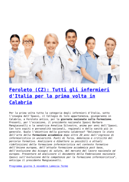 Feroleto (CZ): Tutti gli infermieri d`Italia per la prima volta in Calabria