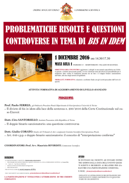 BIS IN IDEM 1122016 - Ordine Avvocati Torino