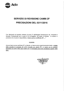Precisazioni del 03/11/2016