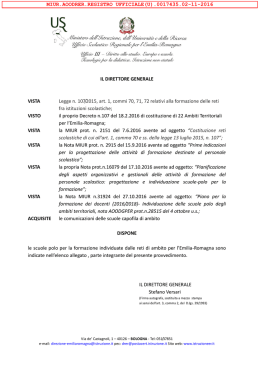IL DIRETTORE GENERALE VISTA Legge n. 107/2015, art. 1, commi