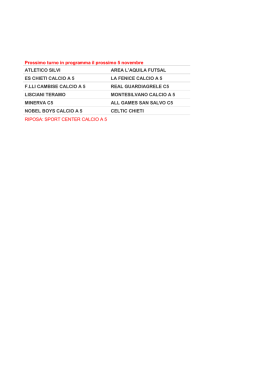 clicca per il calendario prossimo