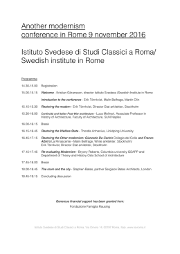 Another modernism conference in Rome 9 november 2016 Istituto