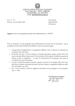 Perfezionamento iscrizione progetti
