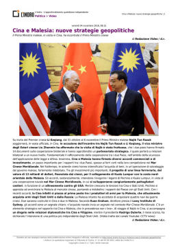 Cina e Malesia: nuove strategie geopolitiche