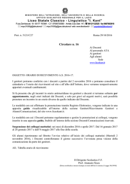 Liceo Statale Classico - Linguistico "I. Kant" Circolare n. 16