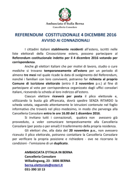 referendum costituzionale 4 dicembre 2016 informazioni e
