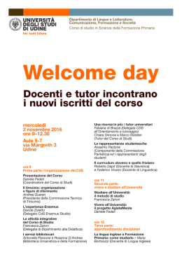 Welcome day - Università degli Studi di Udine