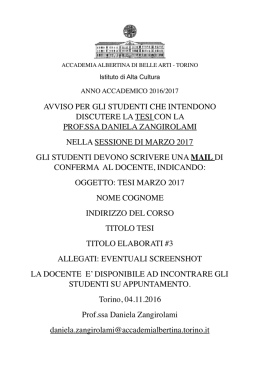 Avviso Tesi Marzo 2017 - Accademia Albertina di Belle Arti di Torino