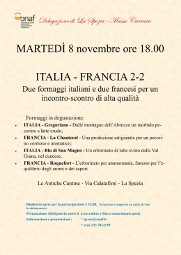 MARTEDÌ 8 novembre ore 18.00 ITALIA - FRANCIA 2-2