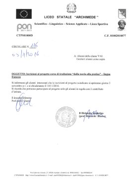 116- ISCRIZIONI AL PROGETTO CORSO DI TRADUZIONE DALLA