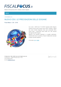 nuovo cdu. le precisazioni delle dogane