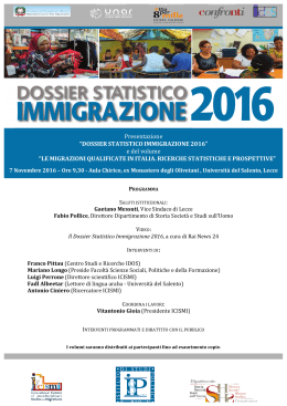 Presentazione “DOSSIER STATISTICO IMMIGRAZIONE 2016” e del