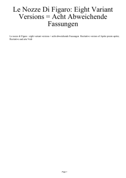 Le Nozze Di Figaro: Eight Variant Versions = Acht Abweichende