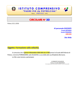 Circolare nr.30 – Celiachia - IC Pisticci – Istituto Comprensivo Padre