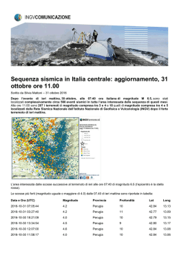 Sequenza sismica in Italia centrale: aggiornamento, 31 ottobre ore