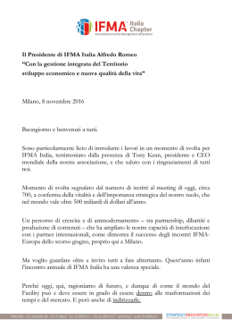 IFMA Italia- Saluto Presidente Romeo 8 novembre