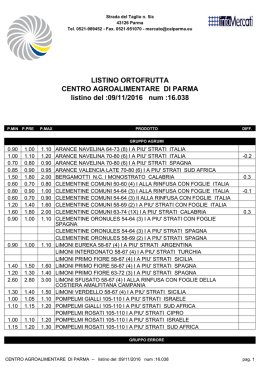 red listino - centro agro-alimentare e logistica Parma CAL