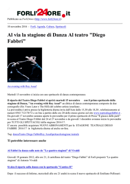 Al via la stagione di Danza Al teatro "Diego Fabbri"