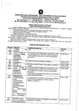 Piano delle Attivit&agrave; 2016-2017 Docenti