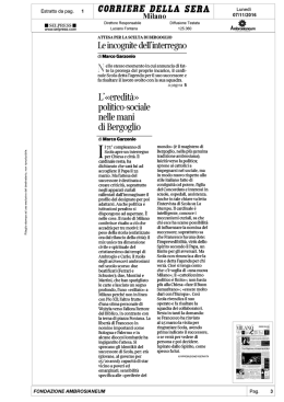 L`"eredita`" politico-sociale nelle mani di Bergoglio