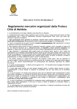 Regolamento Mercatini 2015 - Pro Loco Citta` di Meldola