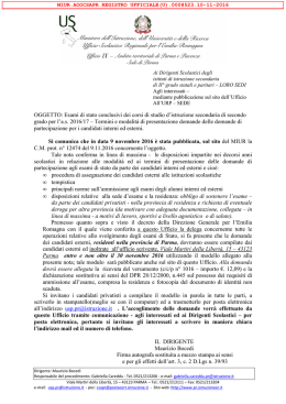 Nota dell`Ufficio Scolastico di Parma - Ufficio IX