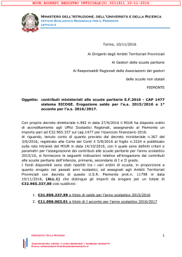 Nota Reg. prot.n. 11811/2016 - Ufficio Scolastico Regionale Piemonte